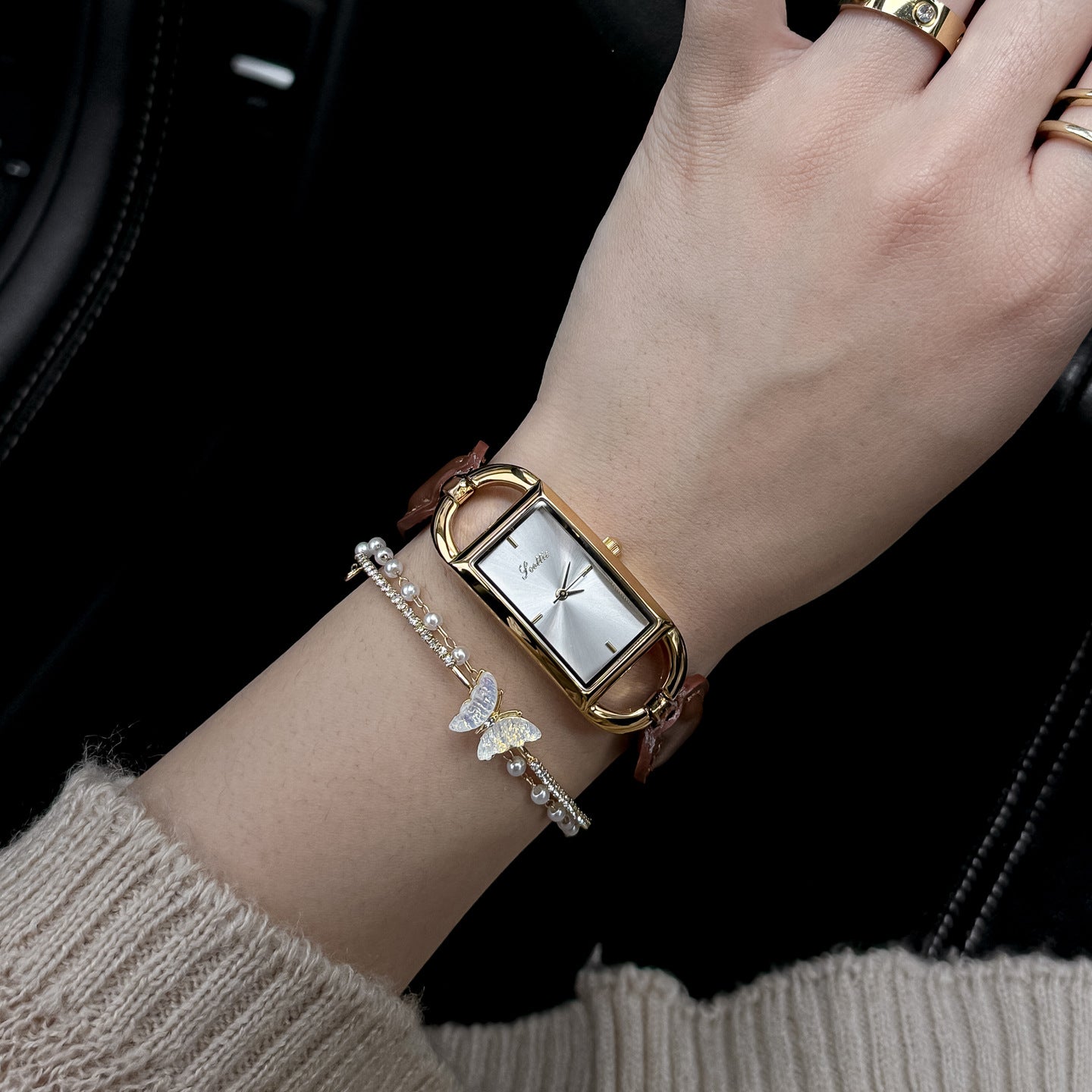 New Square Leather Belt Bracelet Watch