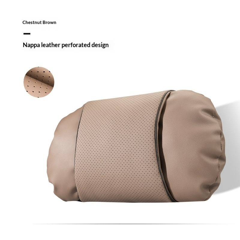 Premium Nappa Leather Car Neck Support Pillow