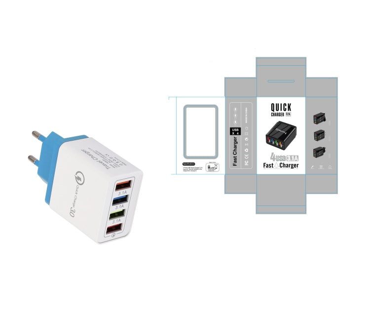 Premium 4-Port USB Wall Charger with Quick Charge 3.0