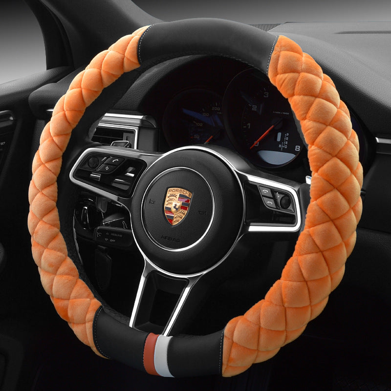 Plush 38cm Steering Wheel Cover with Footprint Design