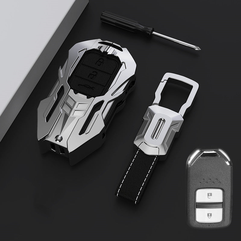 Premium Leather & Aluminum Key Fob Cover for Honda