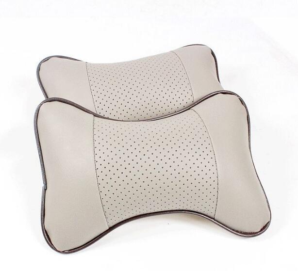 Premium Leather Car Neck Support Pillow - 2 PCS