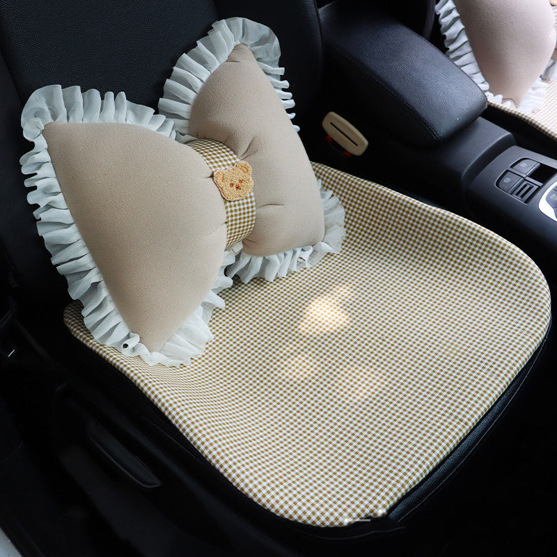 Pure Cotton Cartoon Car Breathable One-piece Linen Fabric Seat Cushion