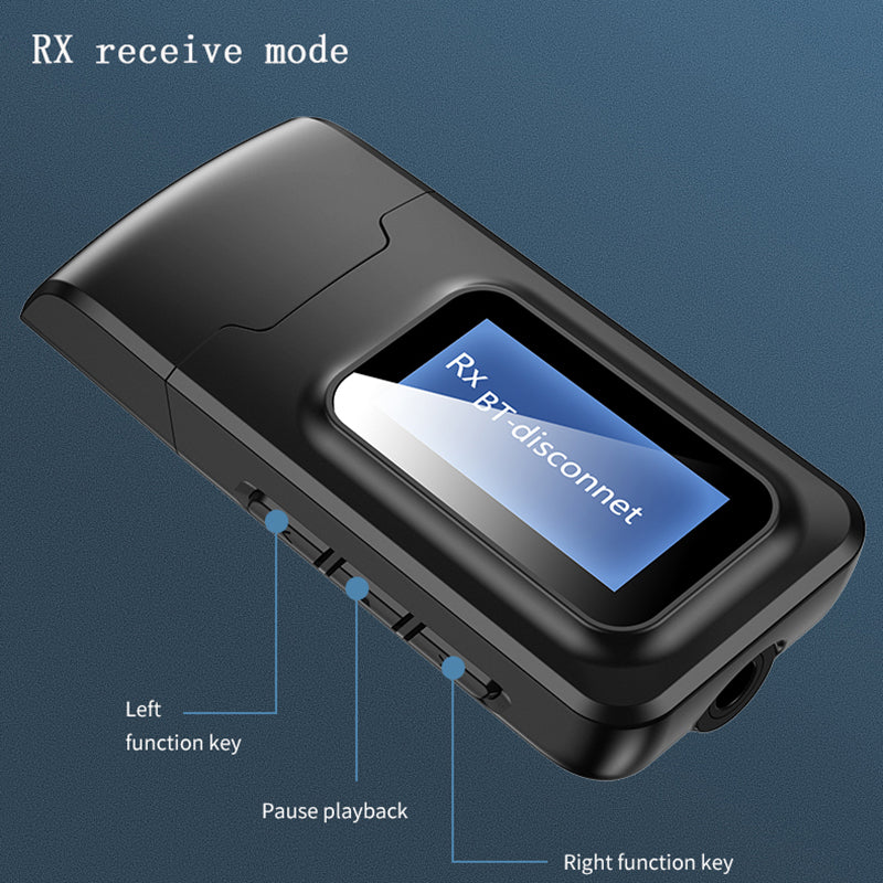Two-in-one Bluetooth 5.0 Adapter with Screen Display