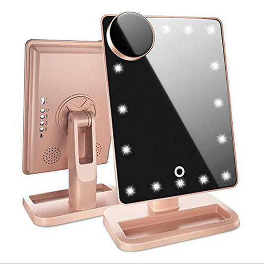 Premium LED Makeup Mirror with Bluetooth Speaker & 10X Magnification