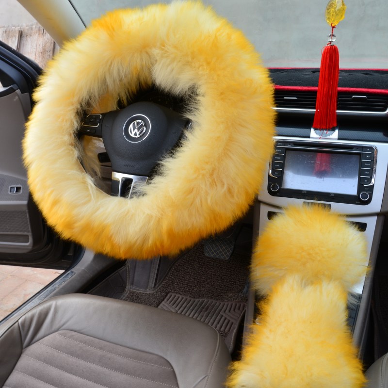 Premium Wool Steering Wheel Cover Set