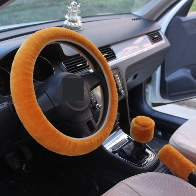 Plush Winter Wool Steering Wheel Cover Set