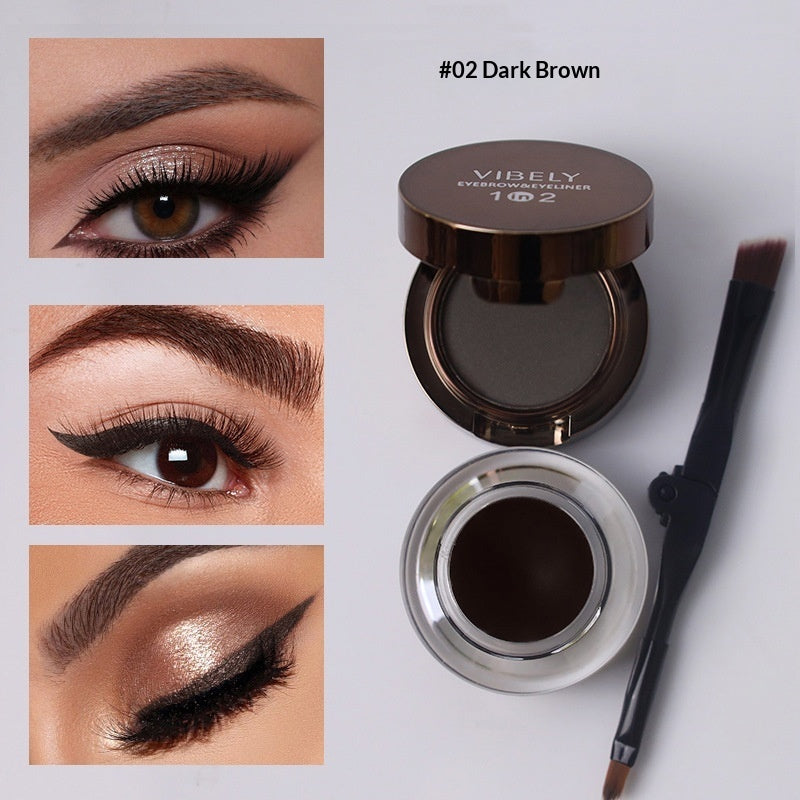 Waterproof Sweat-proof And Smudge-proof 2-in-1 Dual-color Eyeliner And Brow Gel