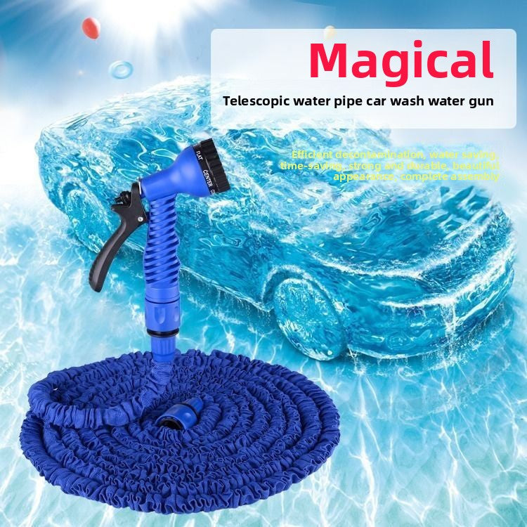 Telescopic Garden Water Hose with 7-Function Spray Gun