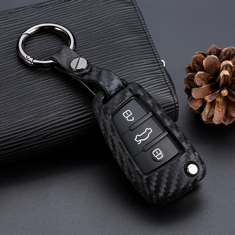 Premium Carbon Fiber Silicone Key Case for Audi