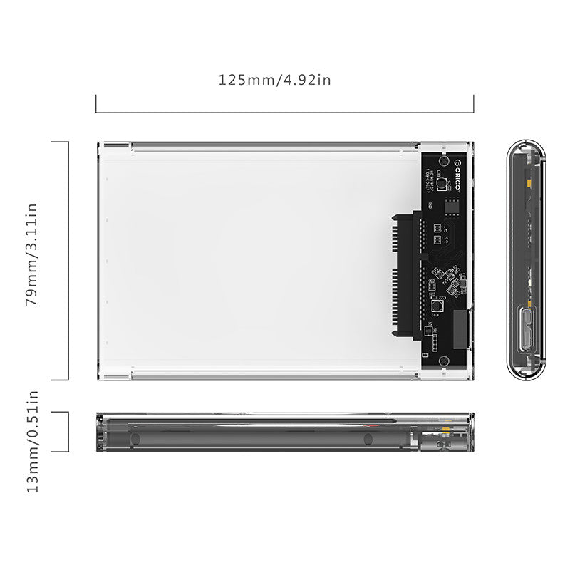 ORICO 2.5" Transparent USB 3.0 Hard Drive Enclosure