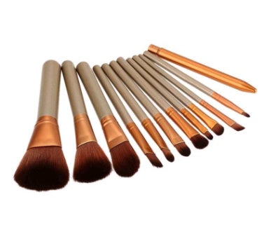 12-Piece Deluxe Makeup Brush Set with Elegant Storage Tin