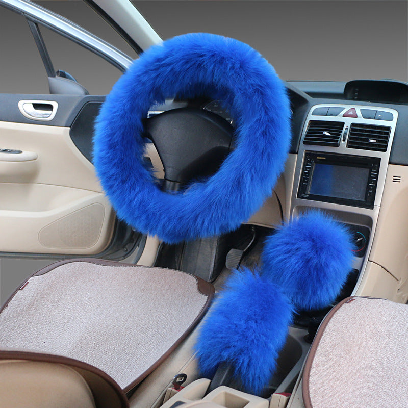 Premium Wool Steering Wheel & Handle Cover Set