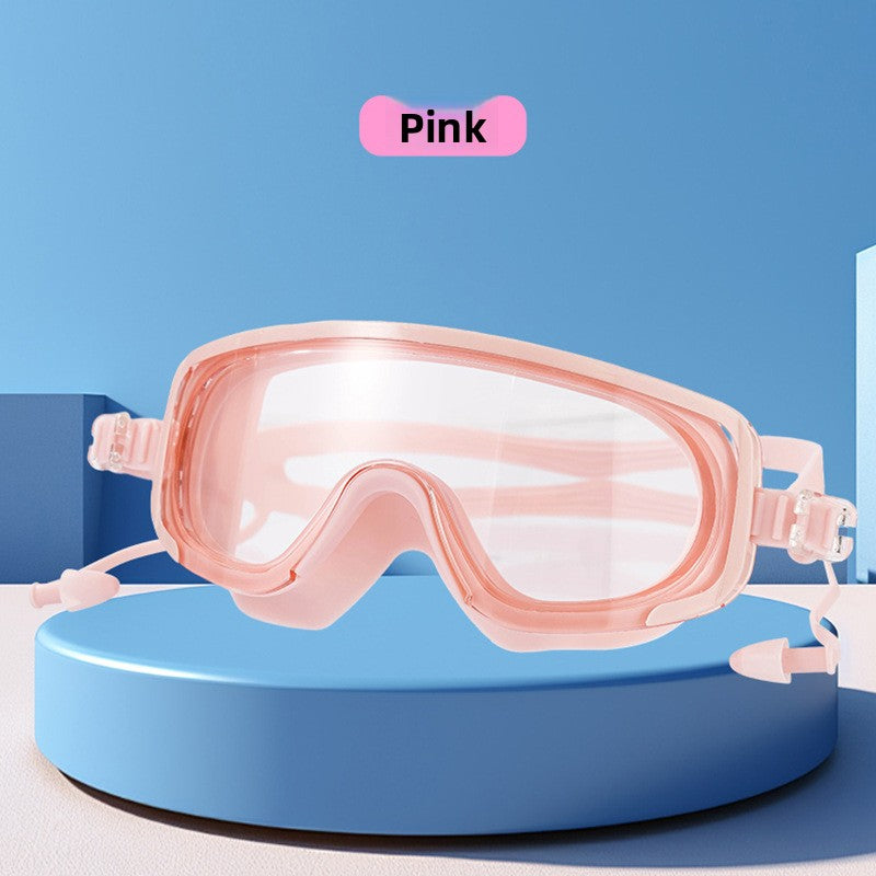 The bezel-less swimming goggles are waterproof and fog-proof