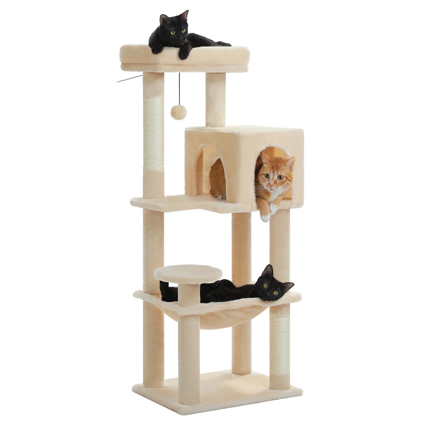 PEQULTI Multi Level Cat Tree Tower with Scratching Board Condo and Hammock for Indoor Cats