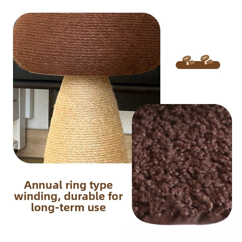 Mushroom Shaped Sisal Cat Scratching Post Vertical Claw Grinding Pad for Indoor Cats