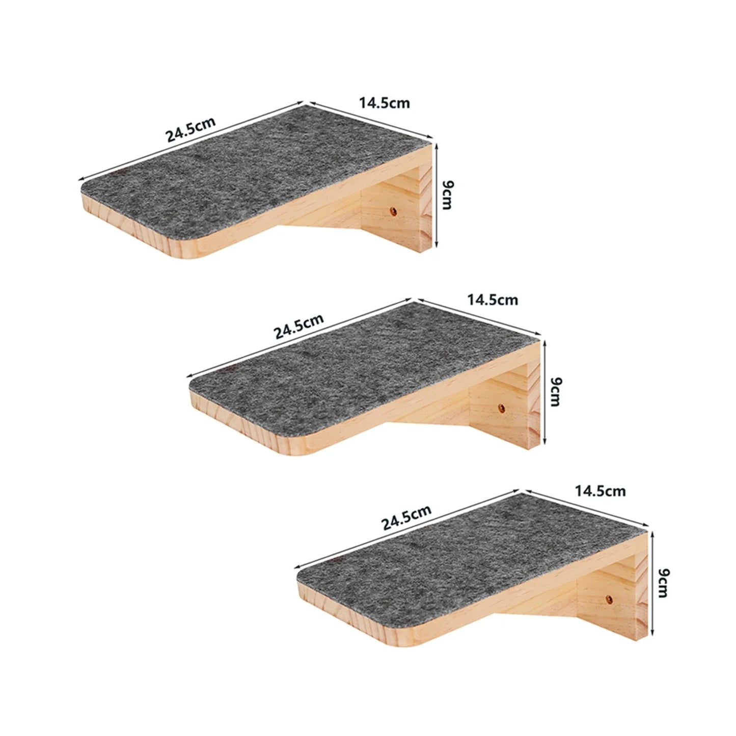 Wall Mounted Wooden Cat Tree Shelves with Scratching Posts Hammock and Floating Climbing Perches