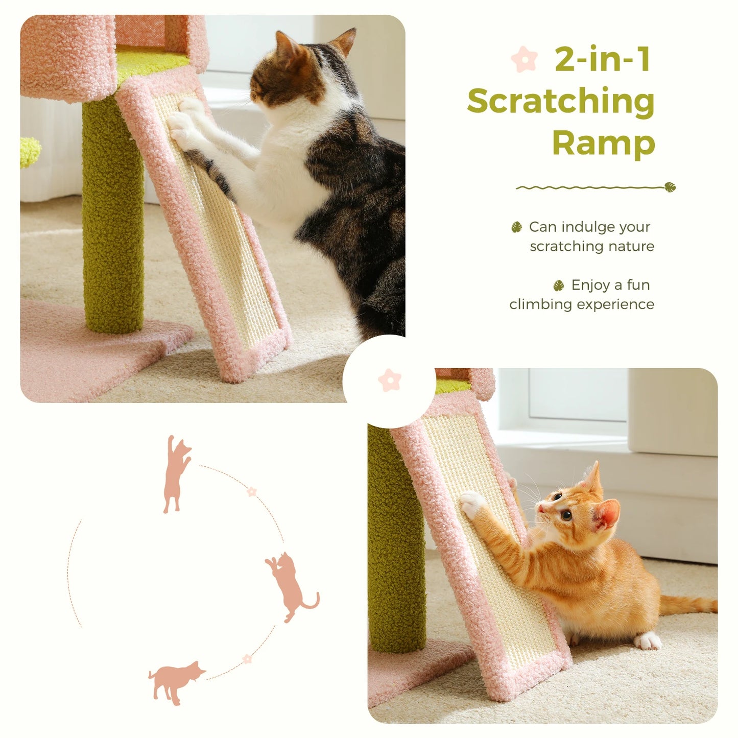 PAWZ Road Flower Multi Level Cat Tower with Sisal Scratching Posts and Cute Condo