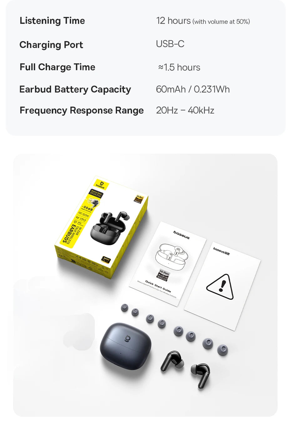 Baseus EP10 Pro ANC Wireless Earbuds