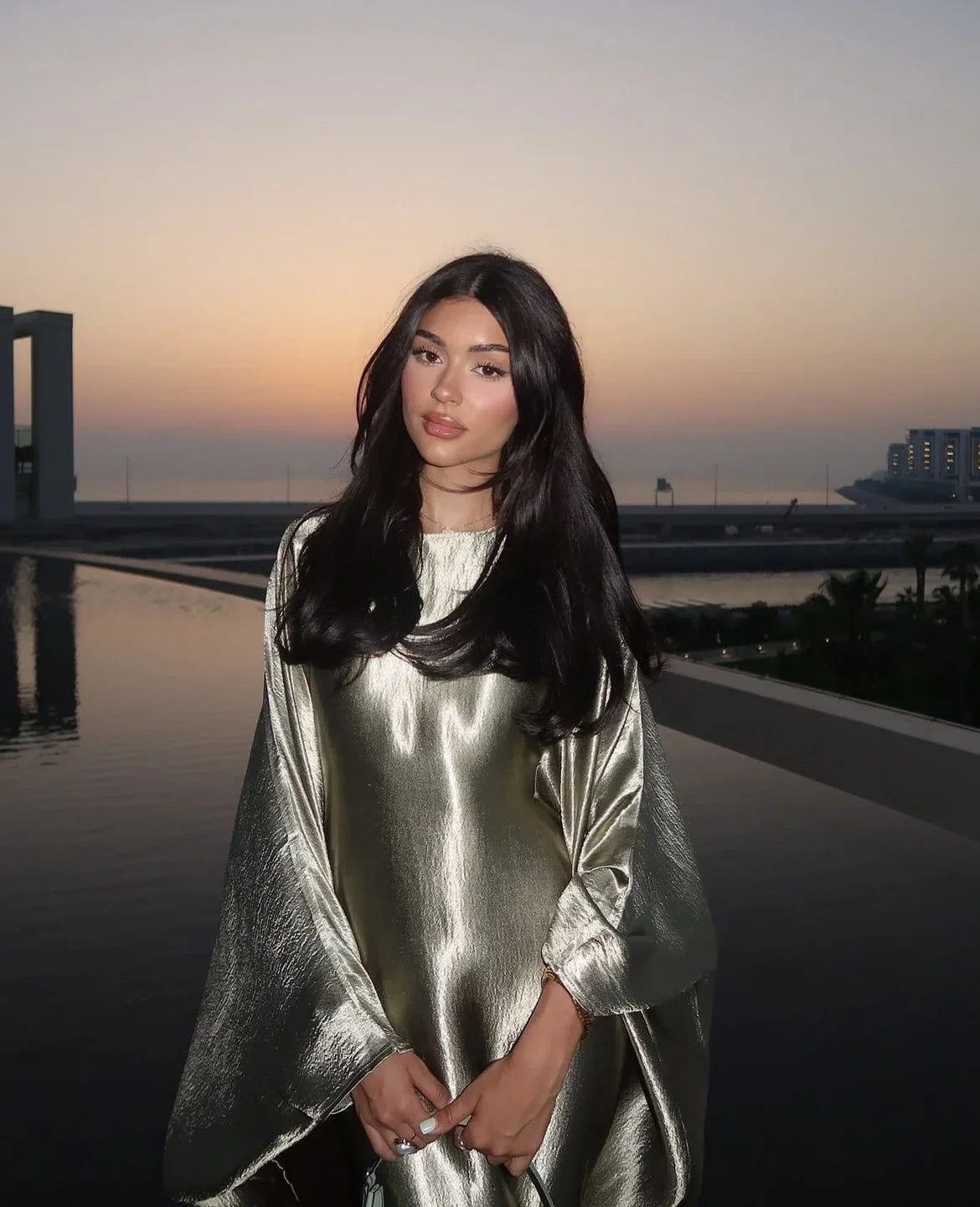 Fashion Middle Eastern Robe Abaya Dubai Turkey Modest Evening Party Dresses Bat Sleeves Elegant Muslim Middle East Gowns