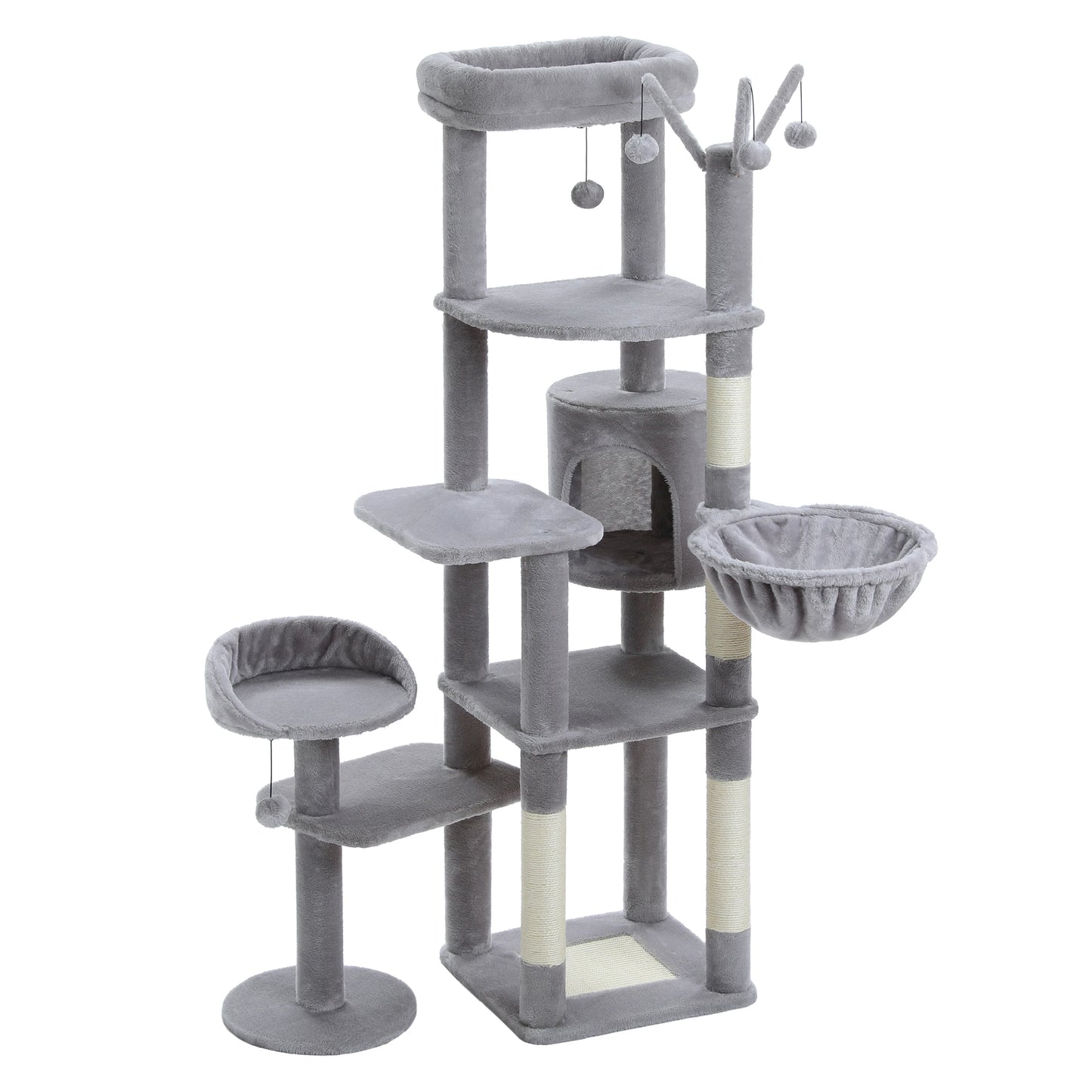 PETEPELA 173cm Large Cat Tree Tower for Large Cats with Super Big Hammock and Scratching Posts