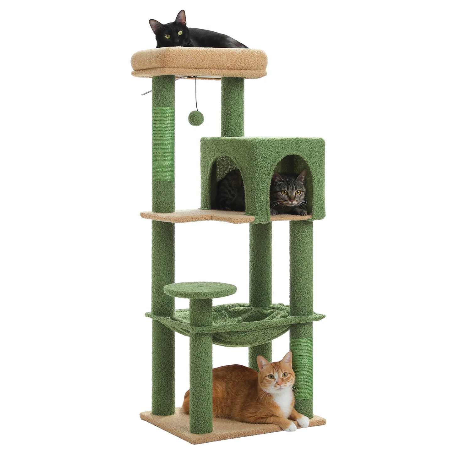 PEQULTI Multi Level Cat Tree Tower with Scratching Board Condo and Hammock for Indoor Cats