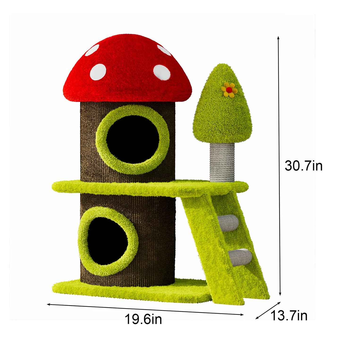 Modern 30.7 Inch Mushroom Themed Cat Tree Tower with Sisal Scratching Posts