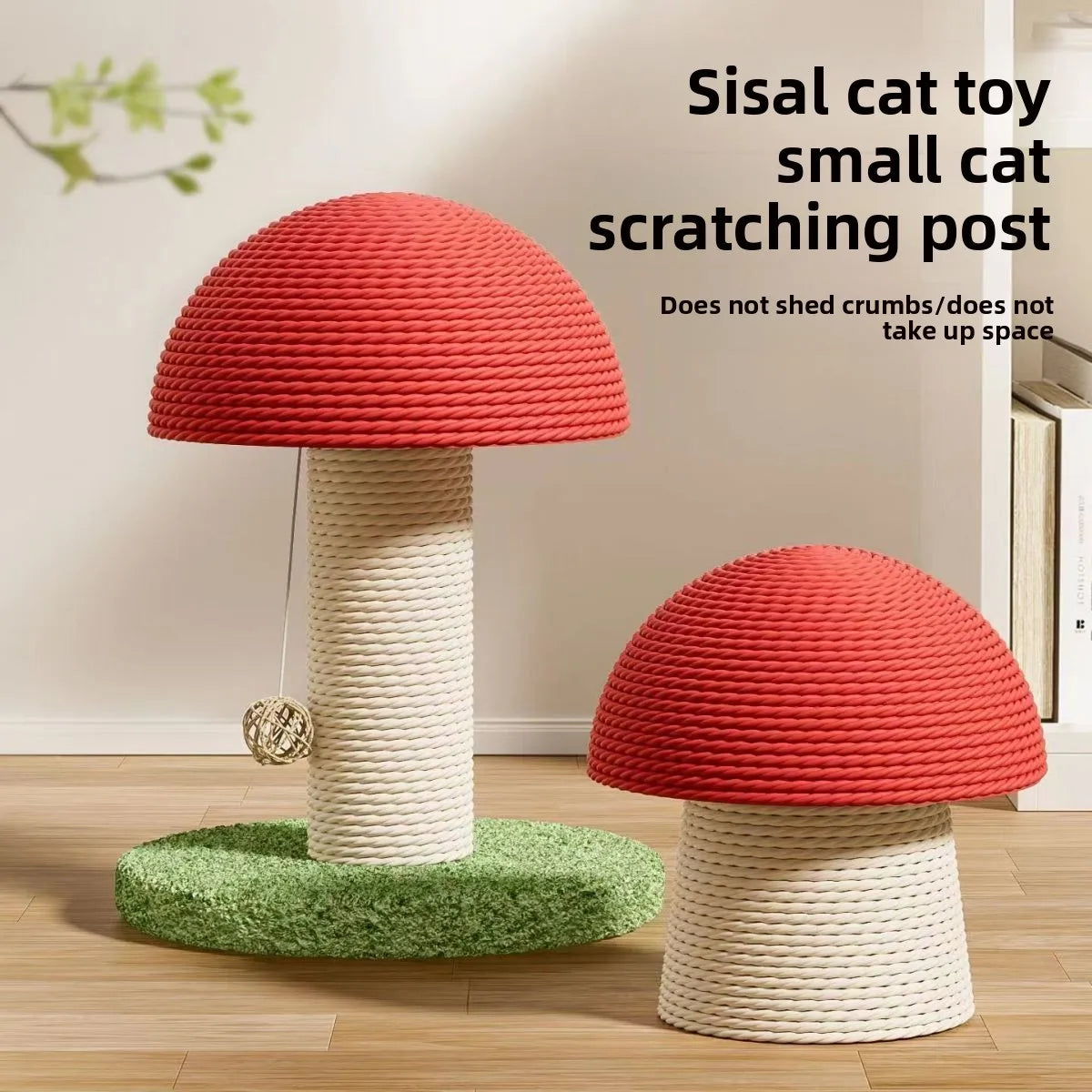 Mushroom and Carrot Cat Scratching Pillar with Natural Hemp Rope for Indoor Cats