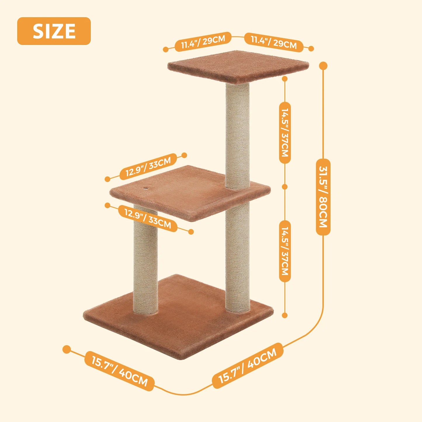 PAWZ Road 73CM Cat Activity Tree Tower with Big Hammock and Removable Top Perch in Grey