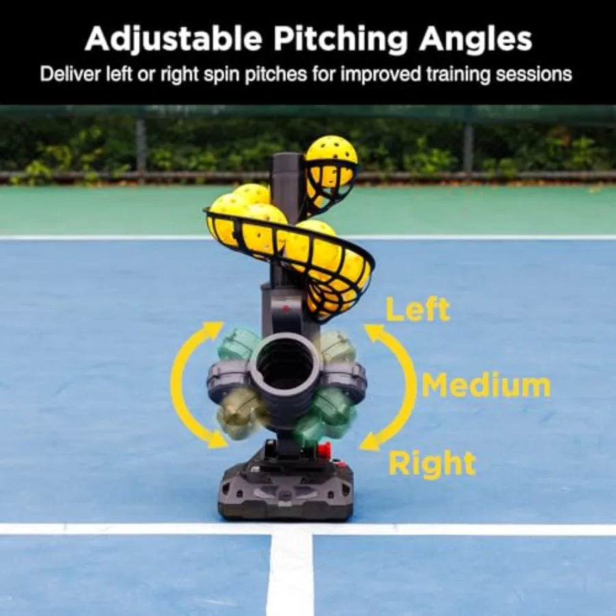 388PBH Pickleball Machine 4 Adjustable Angles Includes 9 Pickleballs Powered by Power Bank/Battery for Beginners