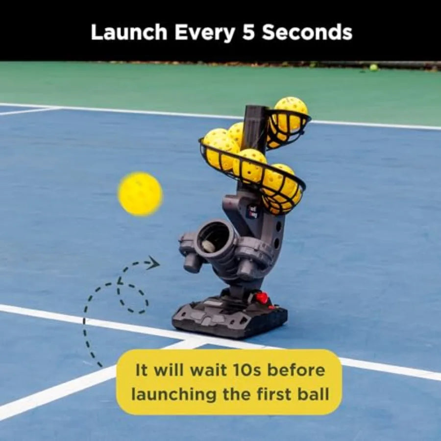 388PBH Pickleball Machine 4 Adjustable Angles Includes 9 Pickleballs Powered by Power Bank/Battery for Beginners
