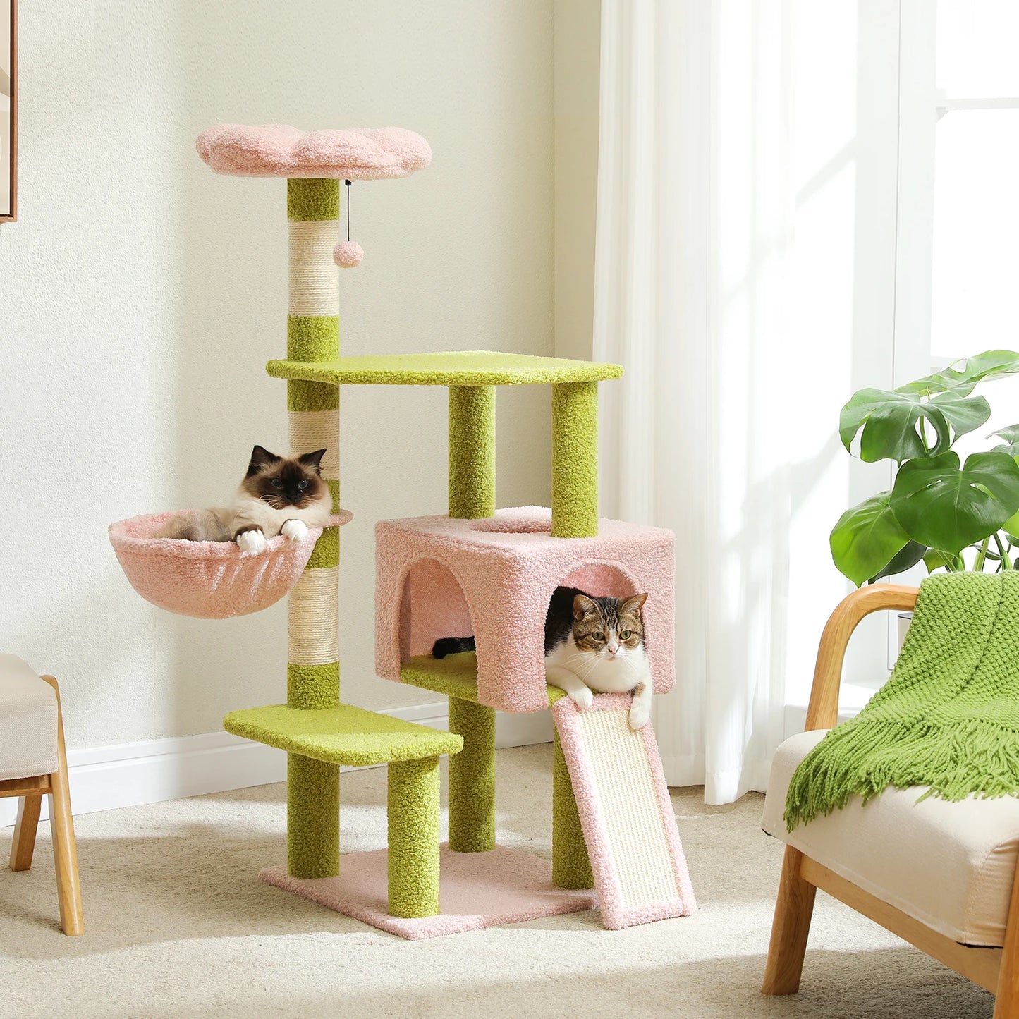 PAWZ Road Flower Multi Level Cat Tower with Sisal Scratching Posts and Cute Condo