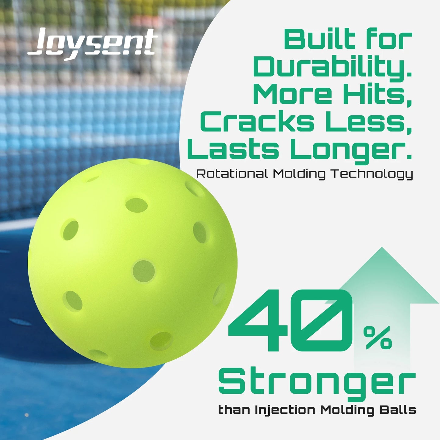 Joysent Pro-Grade Outdoor Rotational Pickleball Balls 40 Holes 74mm Training Competition Practice Standard Durable PE Material