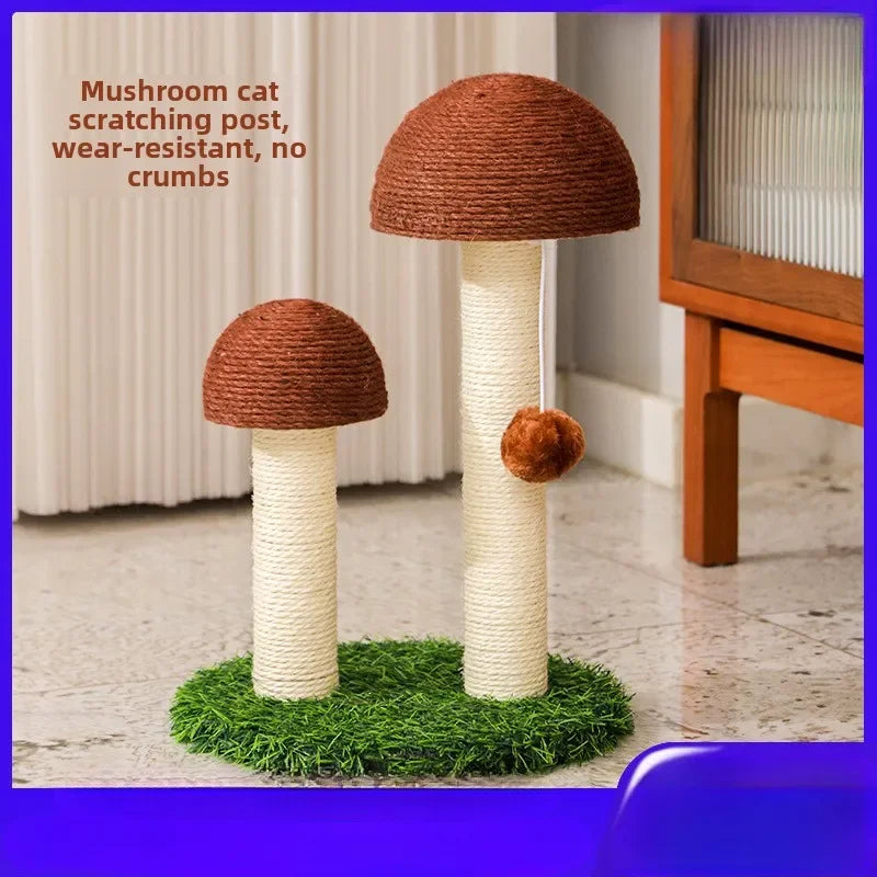 Mushroom Sisal Cat Scratching Column Wear Resistant Vertical Climbing Frame for Cats