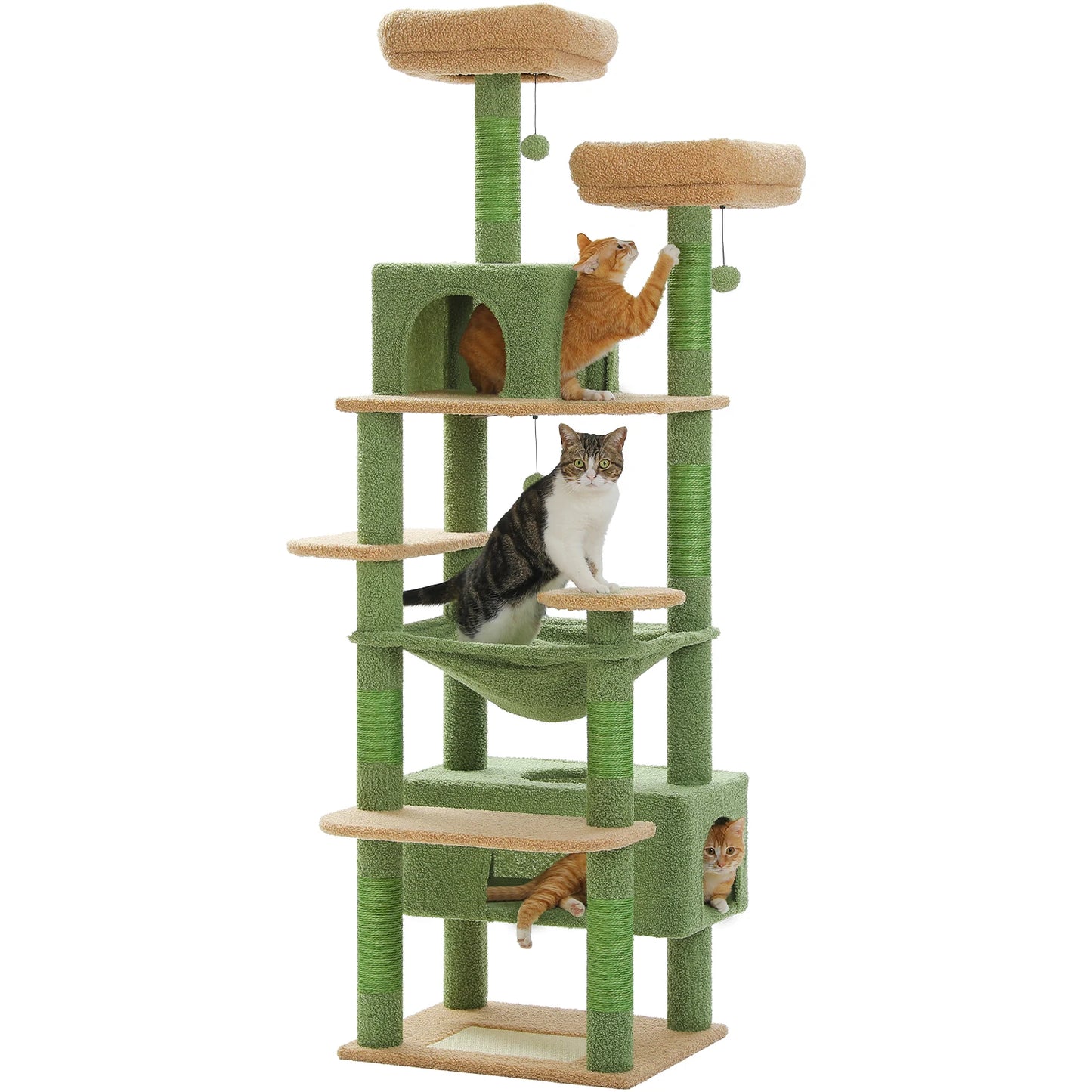 PEQULTI 184CM Multi Level Cat Tree Tower with Scratching Board Condo and Spacious Top Perch