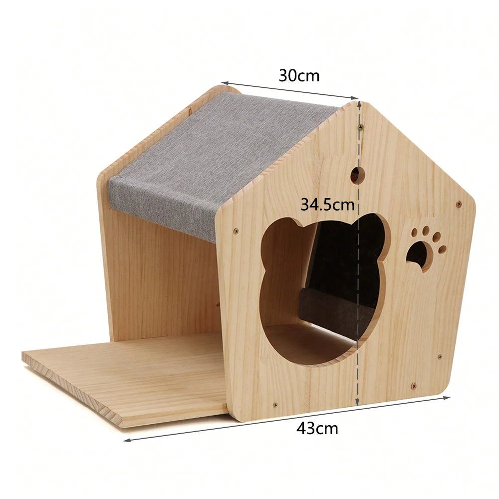 CWV Wall Mounted Cat Climbing House and Floating Shelf Bed Villa for Indoor Cats