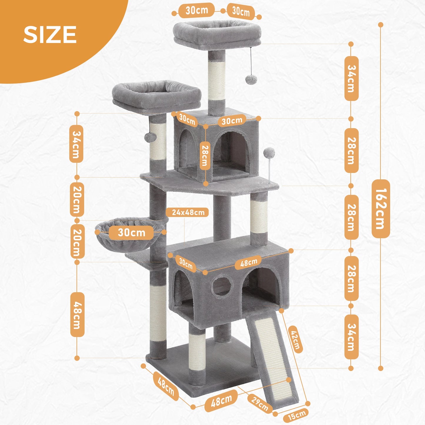 PEQULTI 162CM Multi Level Cat Tree Tower with Padded Perches and Plush Condo