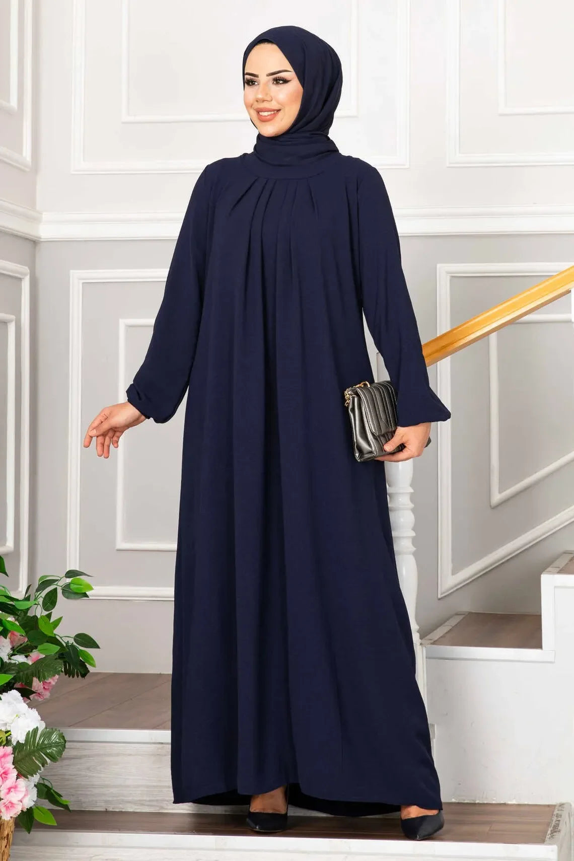 Women Eid Muslim Dress Ramadan Morocco Pleated Party Dresses Dubai Kaftan Islam Vestidos Arab Long Robe Solid Abaya Modest