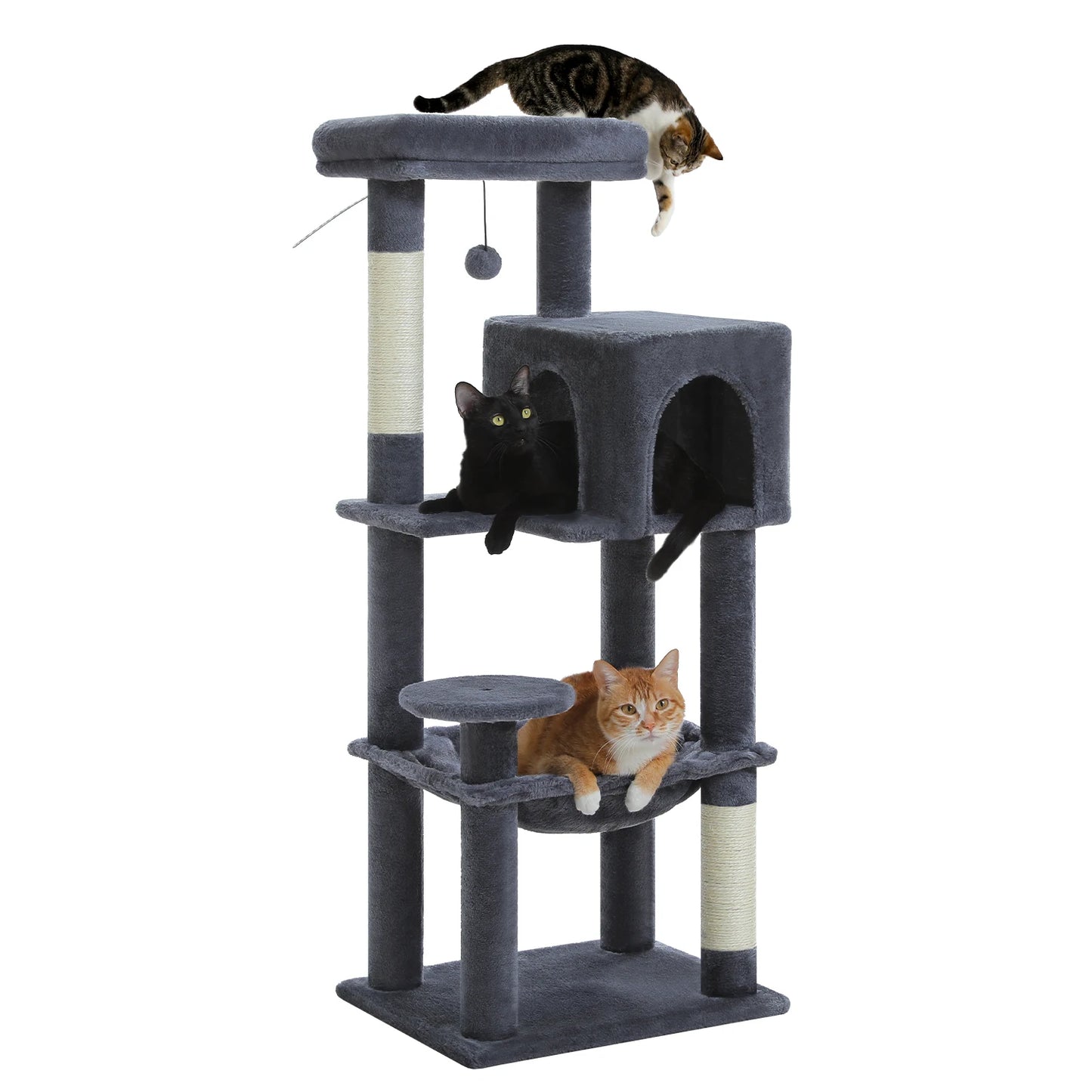PEQULTI Multi Level Cat Tree Tower with Scratching Board Condo and Hammock for Indoor Cats