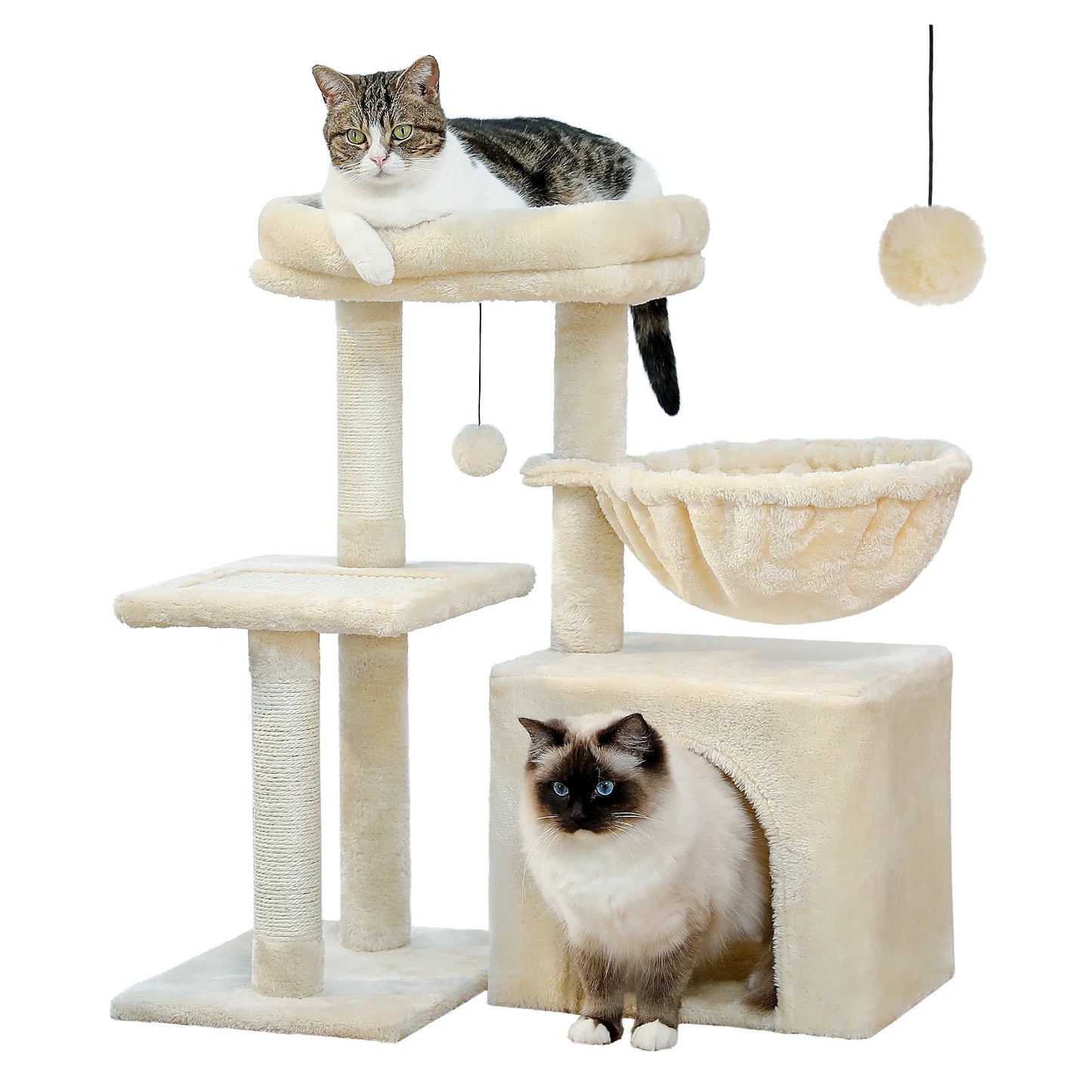 PAWZ Road 73CM Cat Activity Tree Tower with Big Hammock and Removable Top Perch in Grey