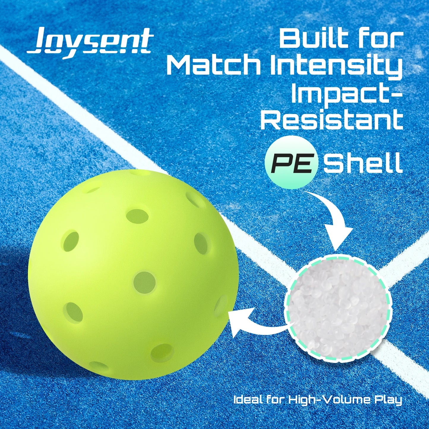 Joysent Pro-Grade Outdoor Rotational Pickleball Balls 40 Holes 74mm Training Competition Practice Standard Durable PE Material