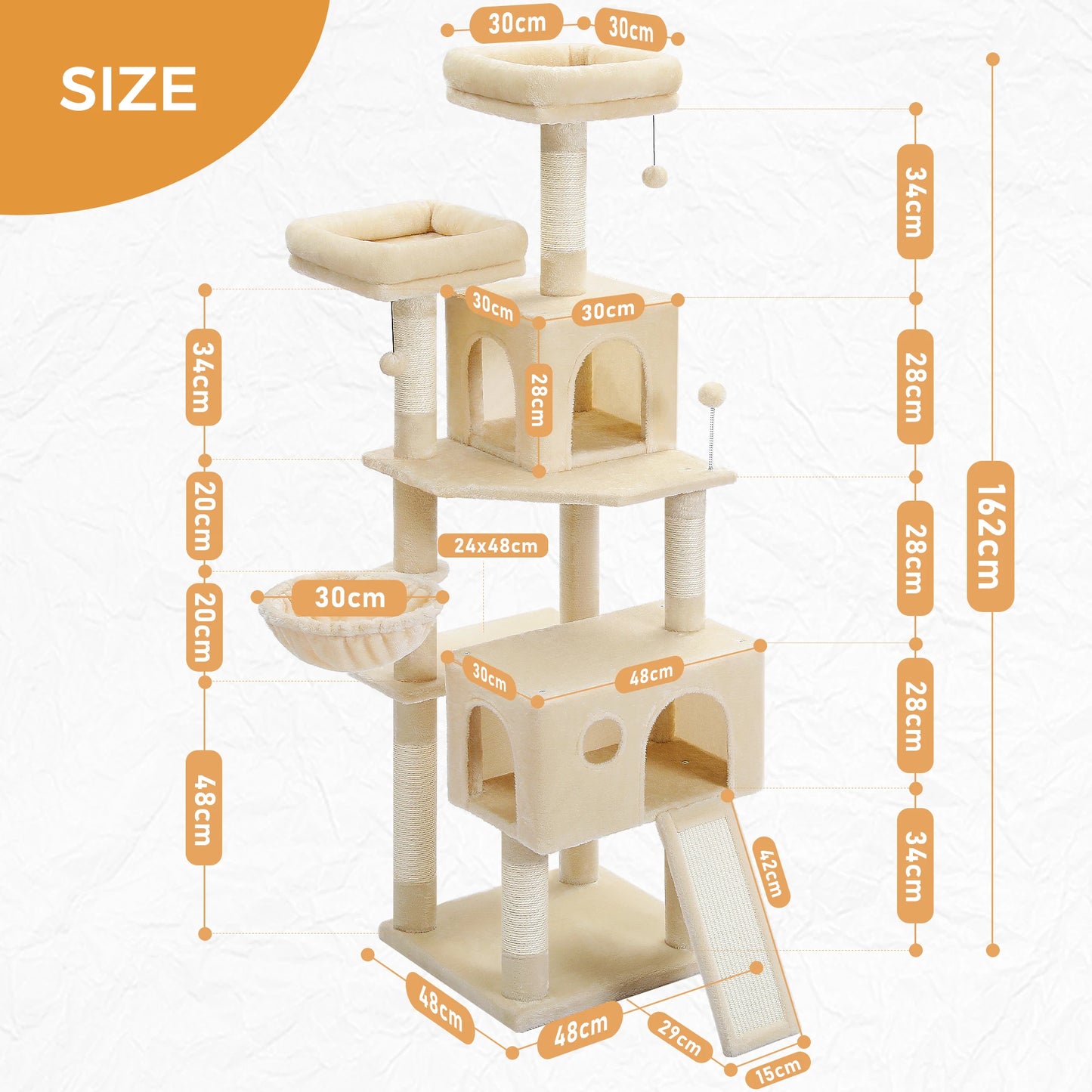 PEQULTI 162CM Multi Level Cat Tree Tower with Padded Perches and Plush Condo