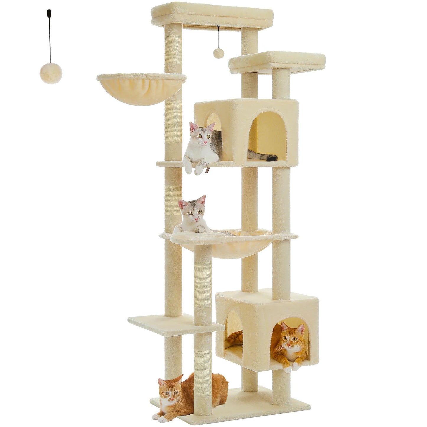 PAWZ Road Large Multi Level Cat Tower with Plush Condo Scratching Posts and Perches
