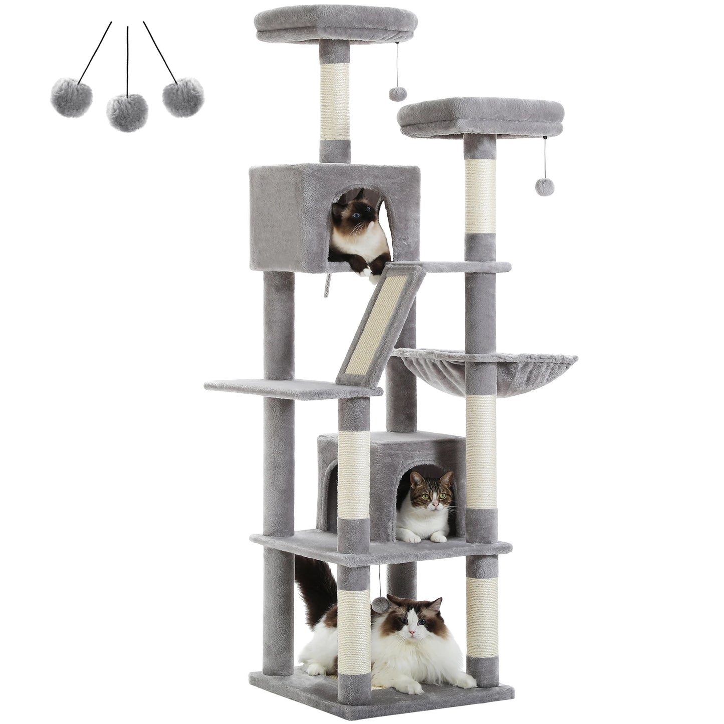 PAWZ Road Large Multi Level Cat Tower with Plush Condo Scratching Posts and Perches