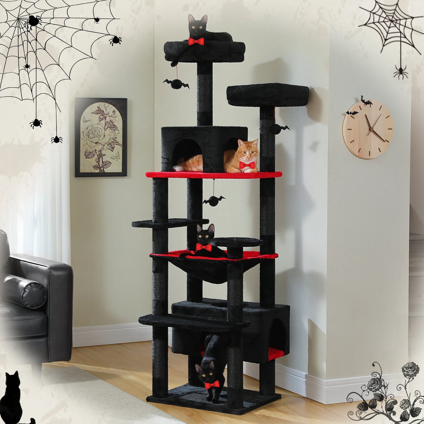 PAWZ Road Large Cat Tree and Tower with Spacious Hammock Padded Perches and Condos