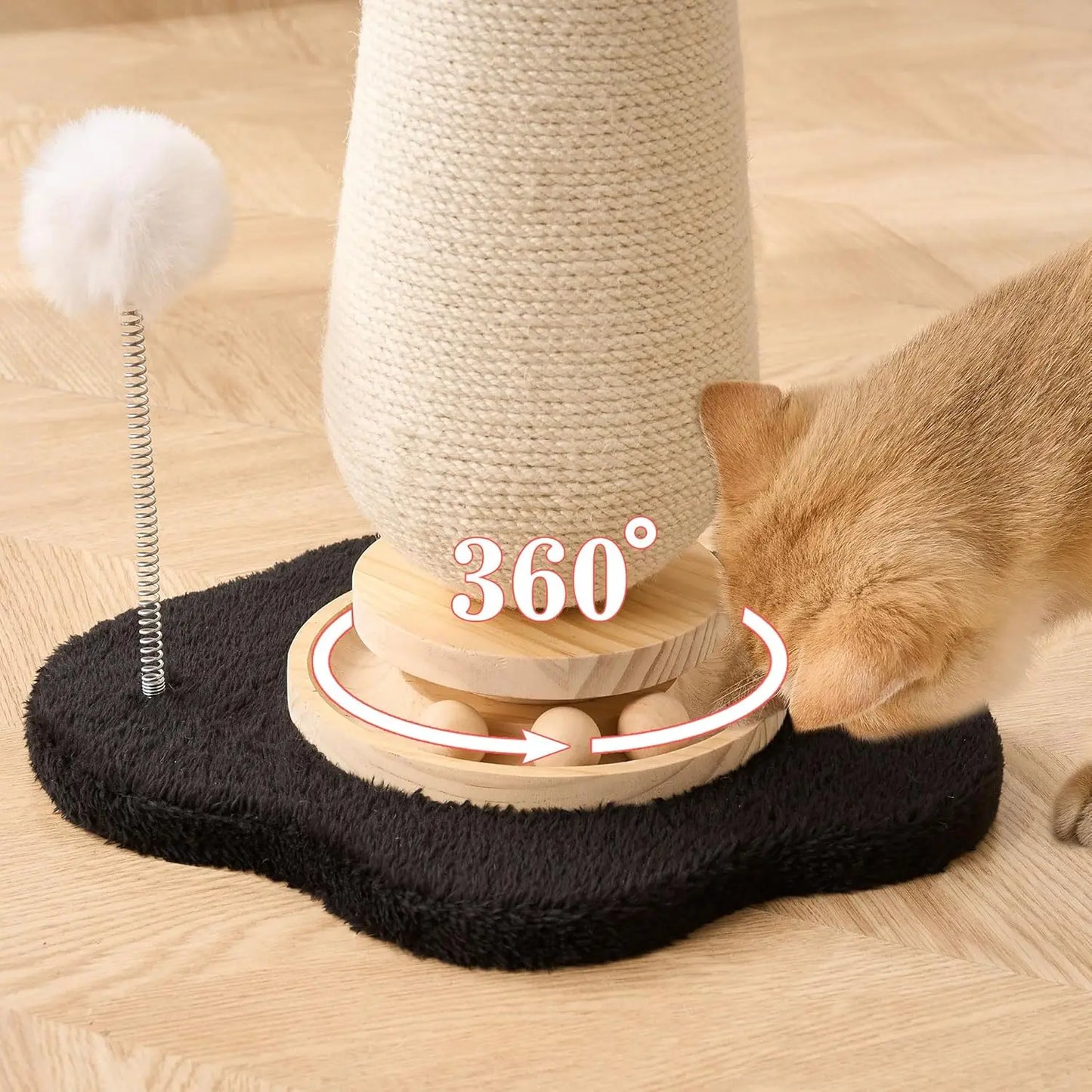 Cute 21.5 Inch Mushroom Cat Scratching Post and Three Layer Solid Wood Cat Tree