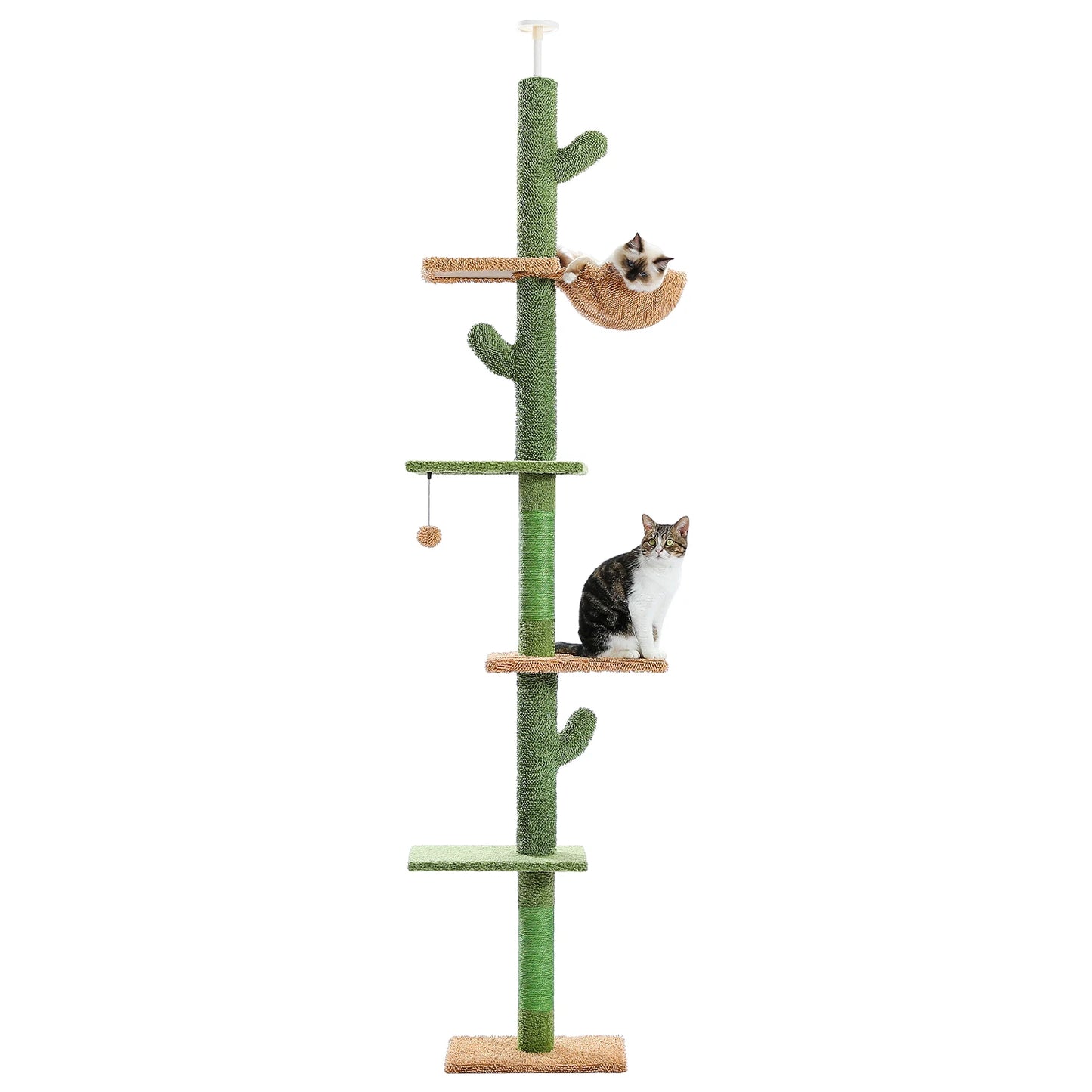 PAWZ Road 5-Tier Floor to Ceiling Cactus Cat Tower with Scratching Post and Hammock
