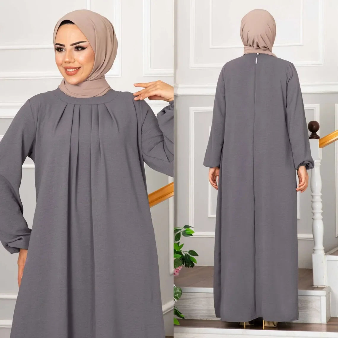 Women Eid Muslim Dress Ramadan Morocco Pleated Party Dresses Dubai Kaftan Islam Vestidos Arab Long Robe Solid Abaya Modest