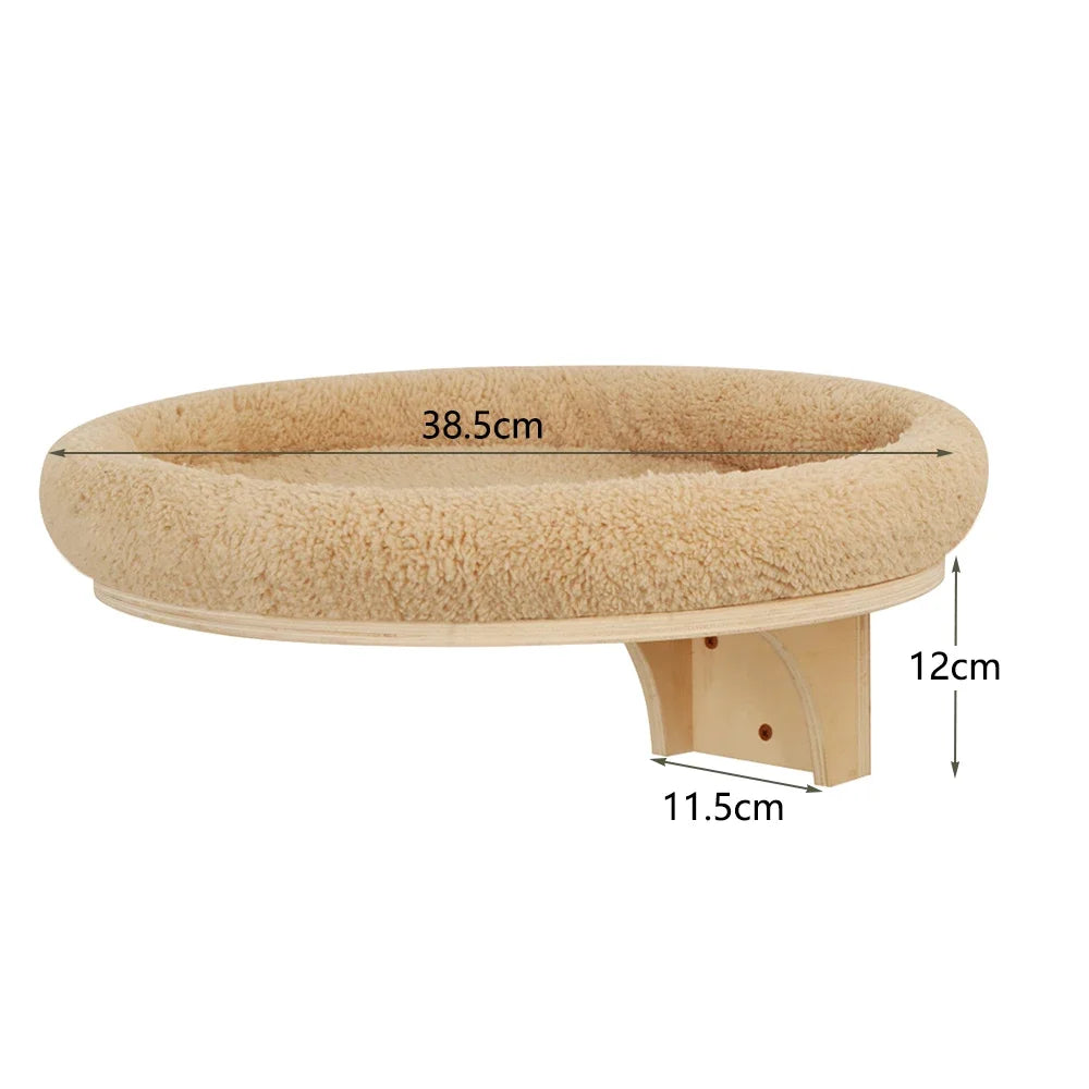 Wall Mounted Wooden Cat Tree Shelves with Scratching Posts Hammock and Floating Climbing Perches