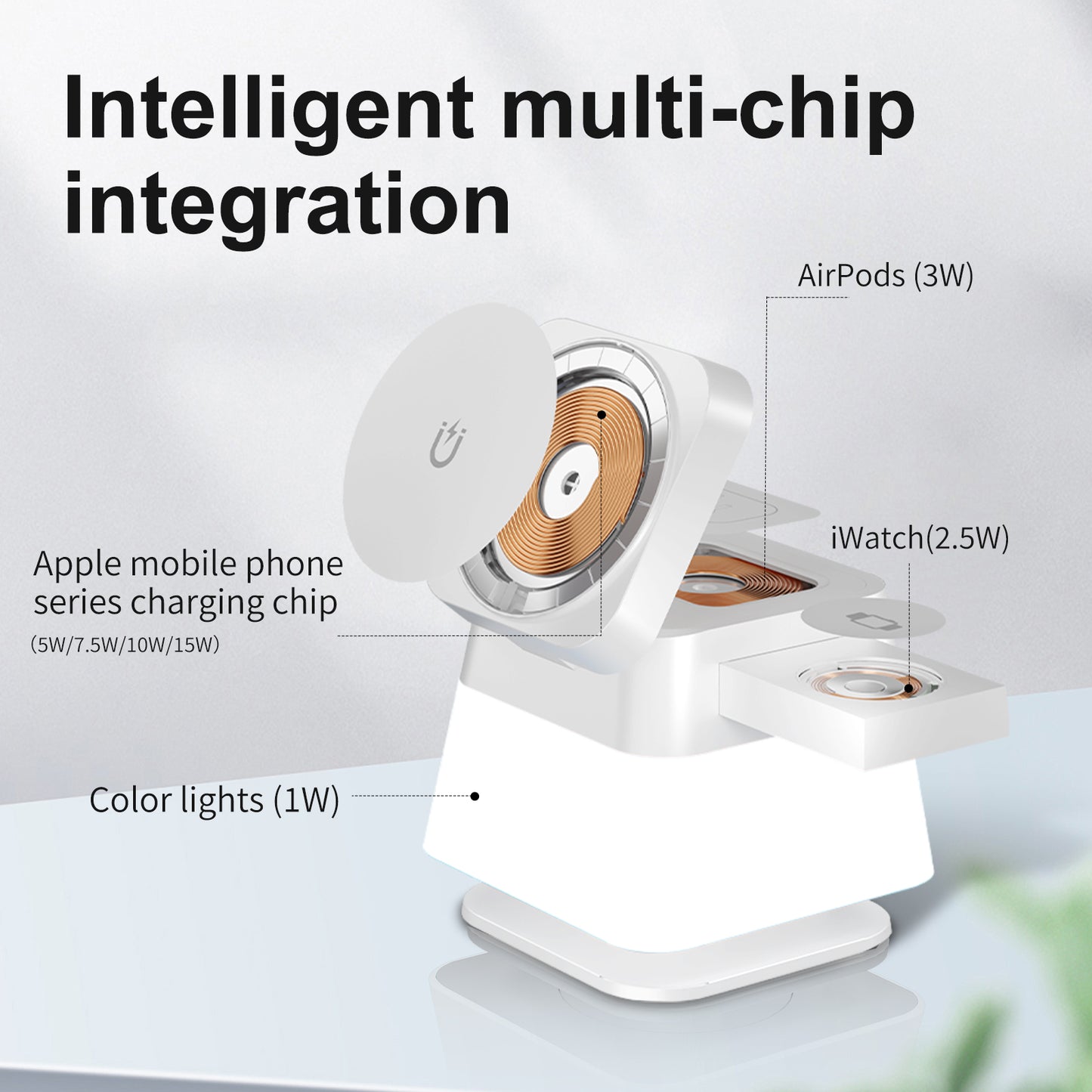 4-in-1 Rotatable Wireless Charging Stand with Night Light